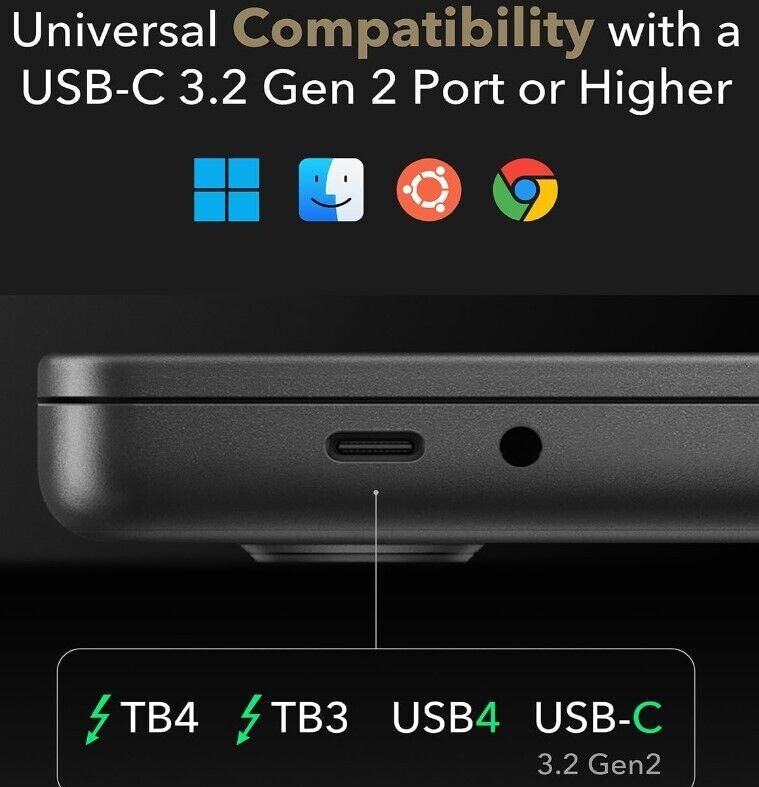 Cudy DisplayLink Dual 4K Universal USB C Dockingstation, 10 Gbit/s USB C, 100 Wa