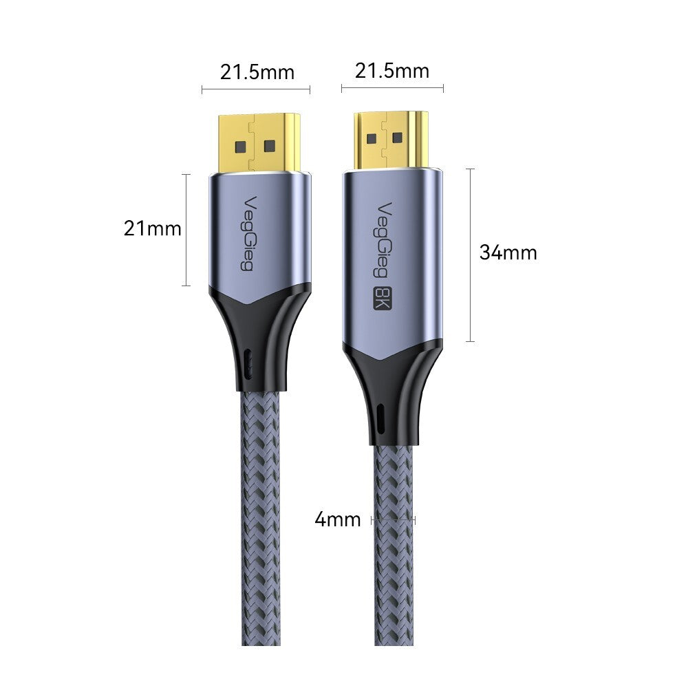 8K DisplayPort 1.4 zu HDMI 2.1 Kabel 2 Meter Aluminium HDTV für Laptop TV Kamera