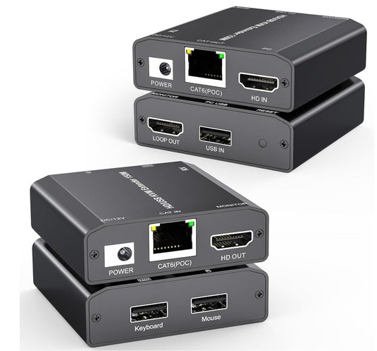 HDMI USB KVM Extender, Lossless Latency HDMI KVM Extender over IP Ethernet up to
