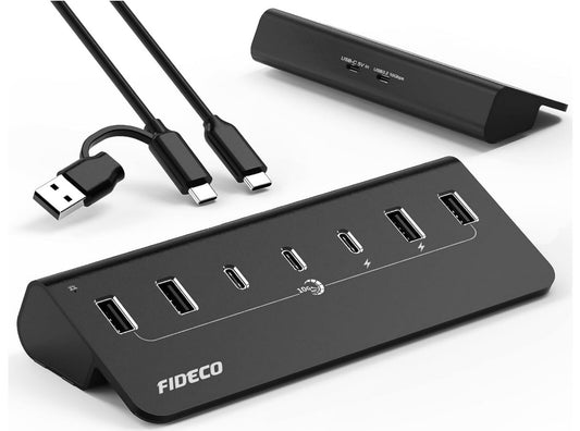 USB Hub 7 Port USB 3.2 Gen 2 10Gbit/s Aluminium mit Netzteil