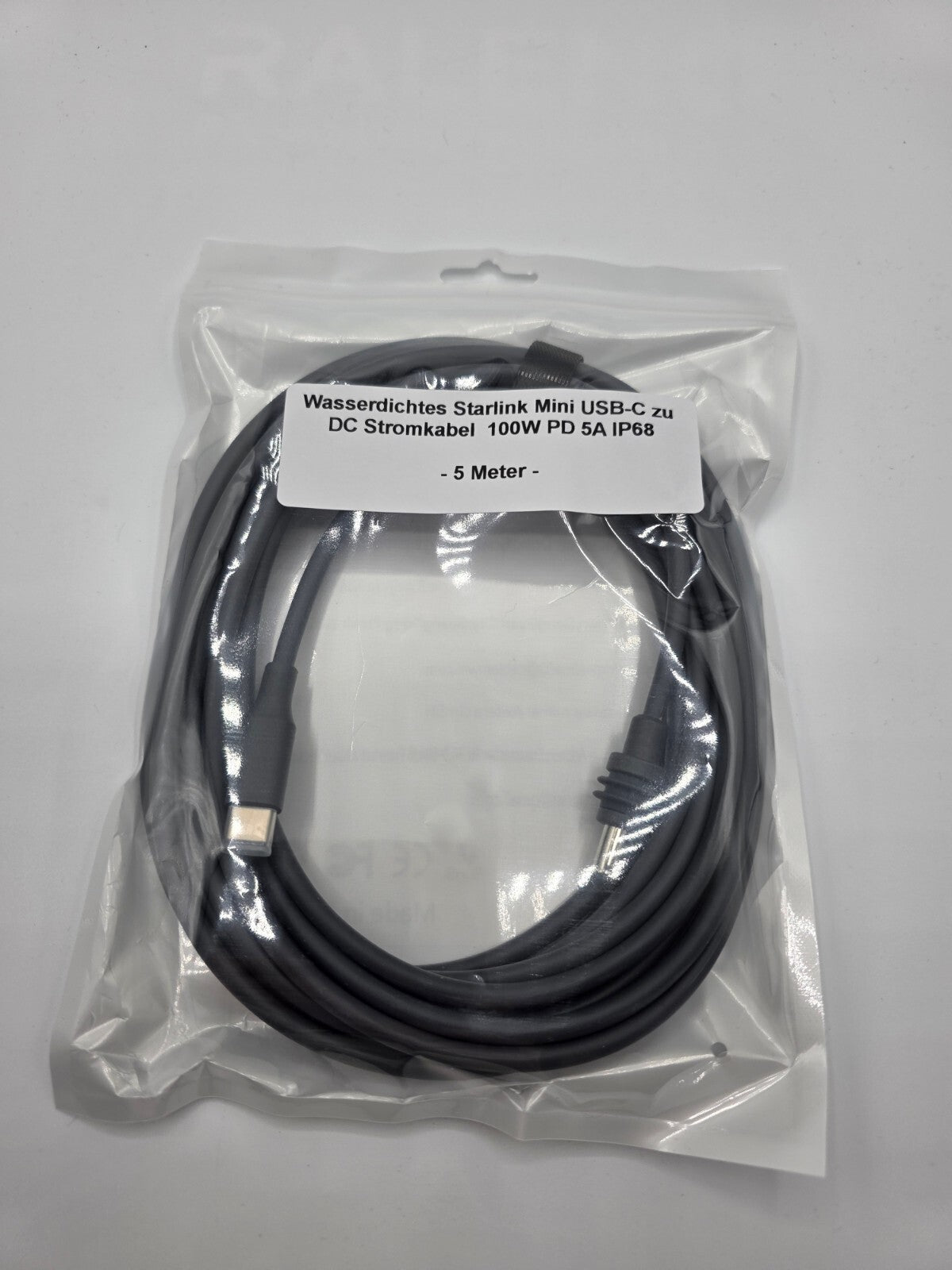 Wasserdichtes Starlink Mini USB-C zu DC Stromkabel 5m 100W PD 5A IP68