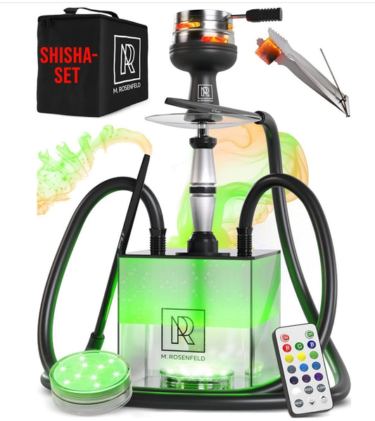 Shisha Set To Go Acryl mit 2 Schläuchem HMD LED Tasche Zubehör