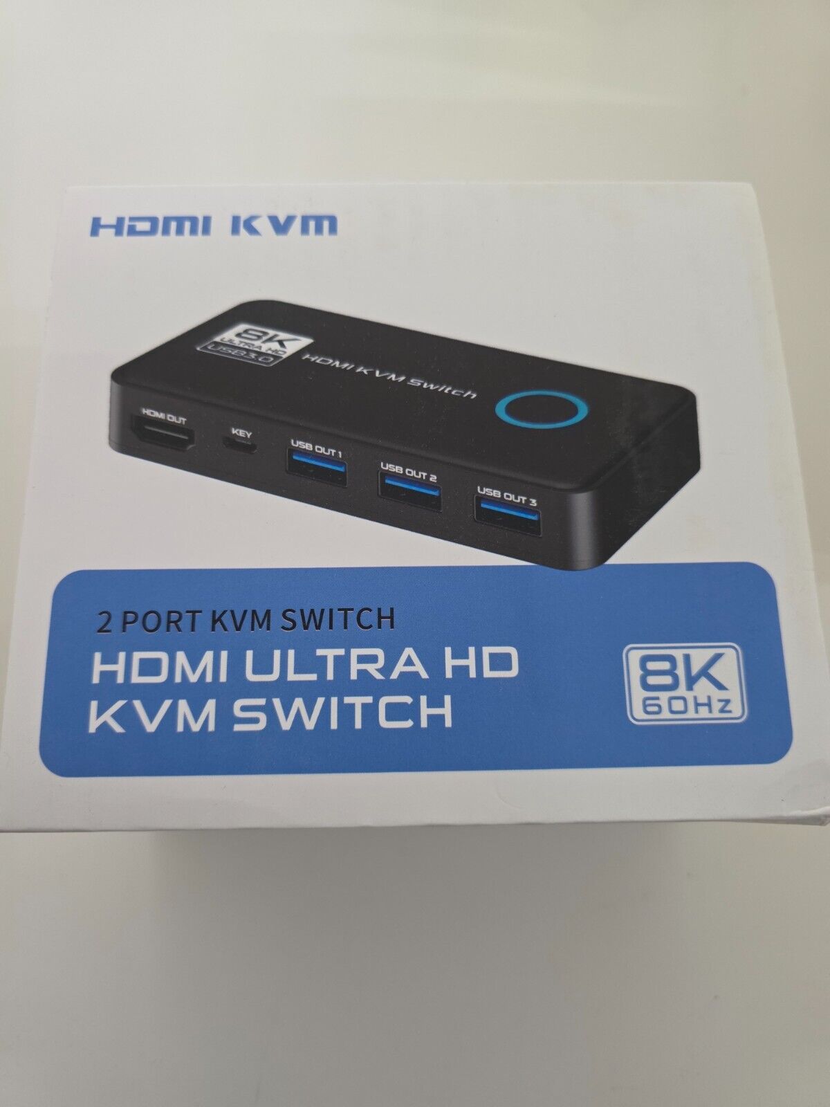 8K @ 60 Hz - 4K@120 Hz KVM Switch 2 Port HDMI USB 3.0 Schwarz + Verbindungskabel