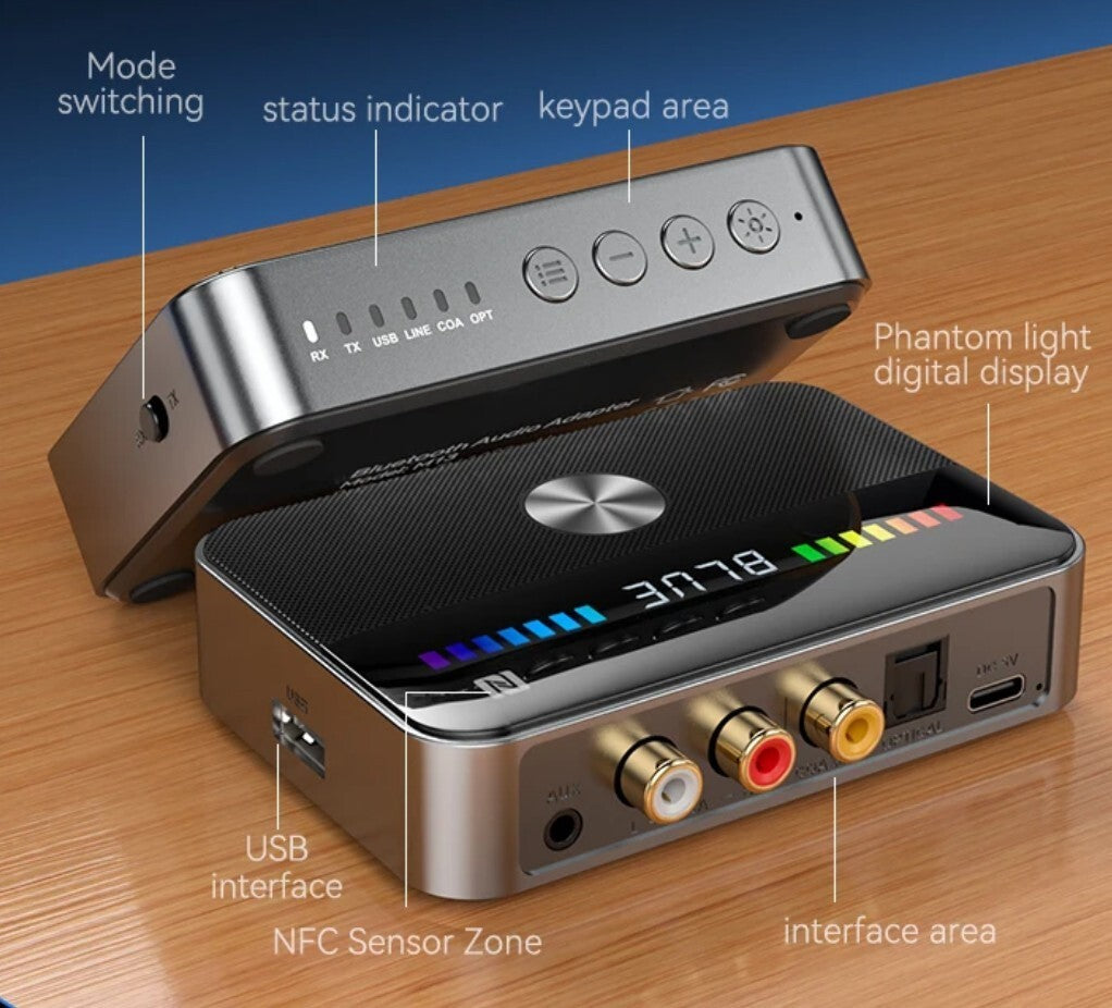 M13 2-in-1 BT5.3 Sender & Empfänger – Vielseitiger Audio Adapter mit LED-Anzeige