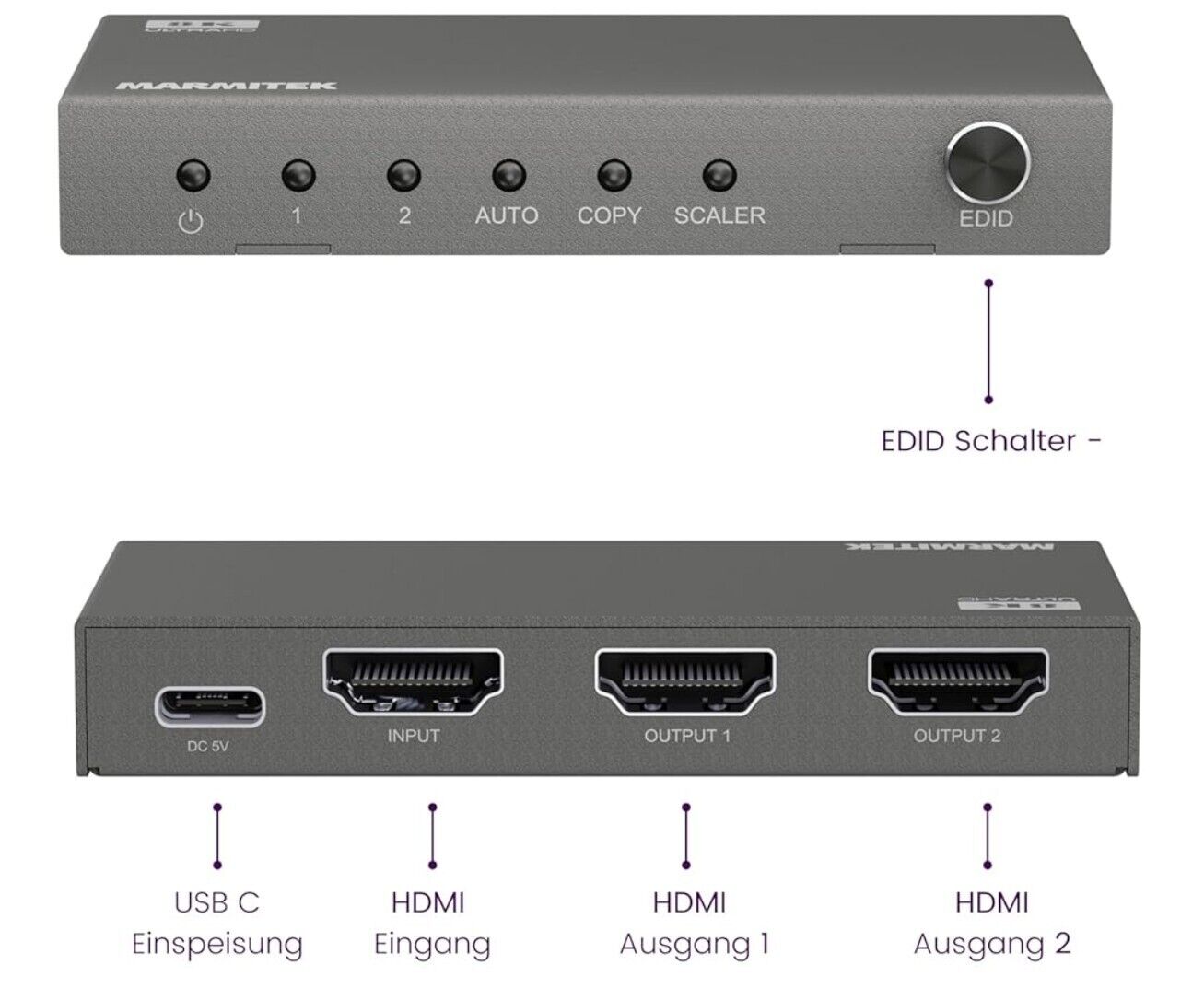 HDMI Splitter 4K120 Gaming - 1 Eingang / 2 Ausgänge 8K60 - HDMI Verteiler - 48Gb
