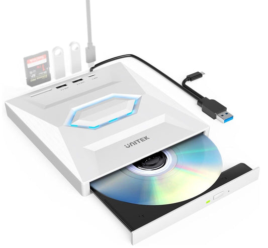 Externes CD DVD Laufwerk USB C Tragbares CD/DVD +/-RW Laufwerk/DVD Player mit SD