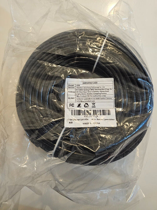 Lan Kabel 65meter, High Speed Cat 6 Ethernet Kabel 65m, Schwarz Netzwerkkabel Ou