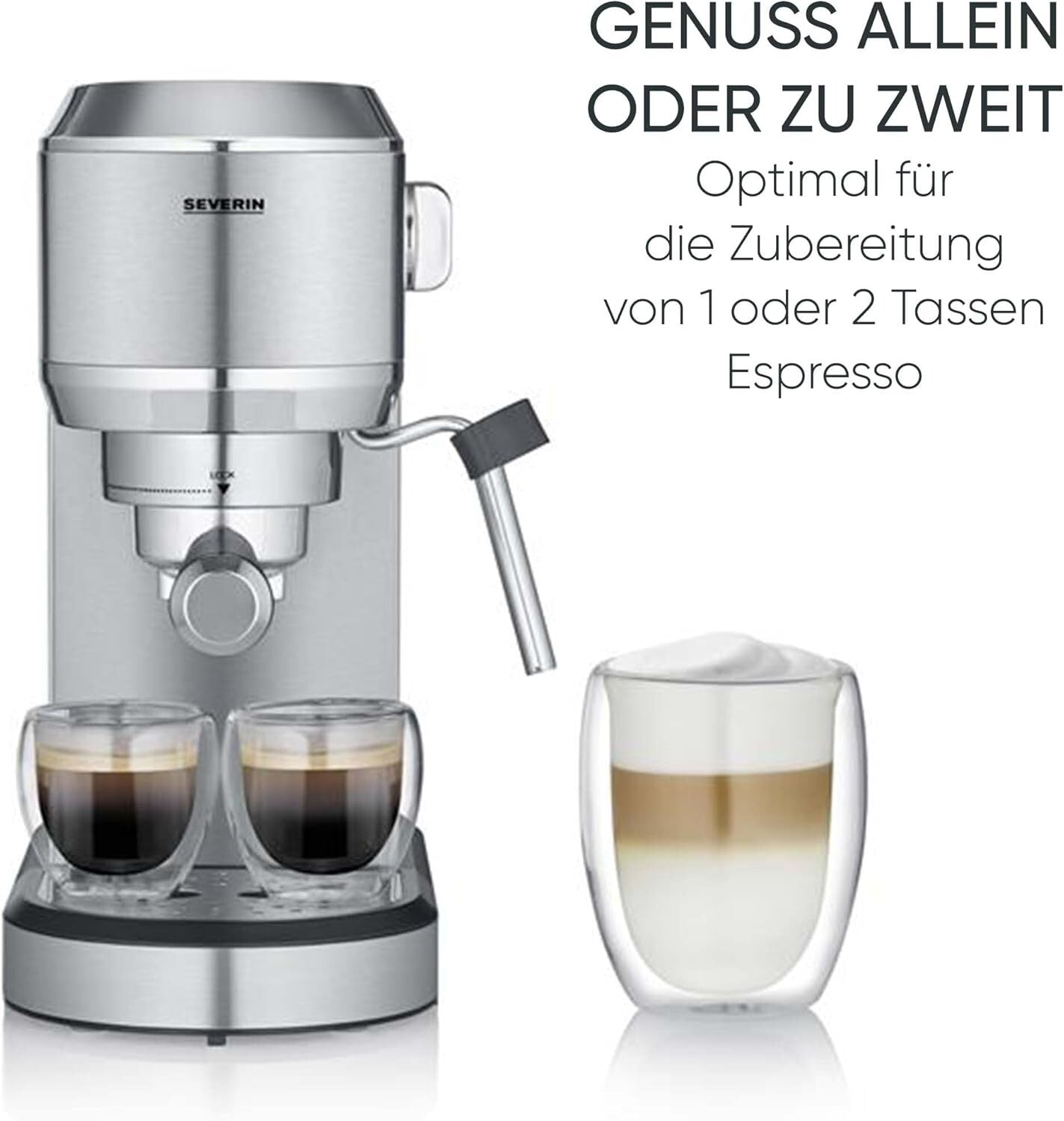 SEVERIN Newspresa Espressomaschine 20 Bar 1L Edelstahl KA 5997