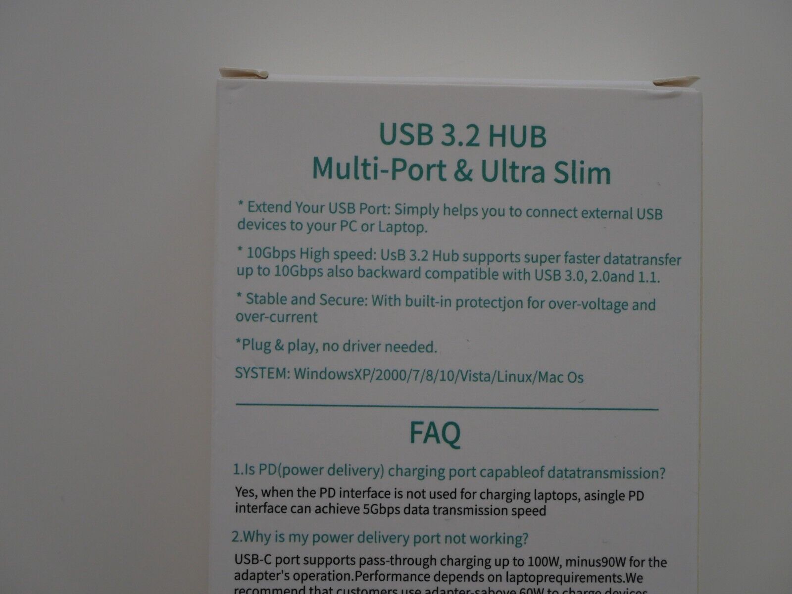 9-in-1 USB-C Hub 100W PD, 10Gbps USB 3.2, SD/TF 5Gbps, 2x USB-A, MacBook Adapter