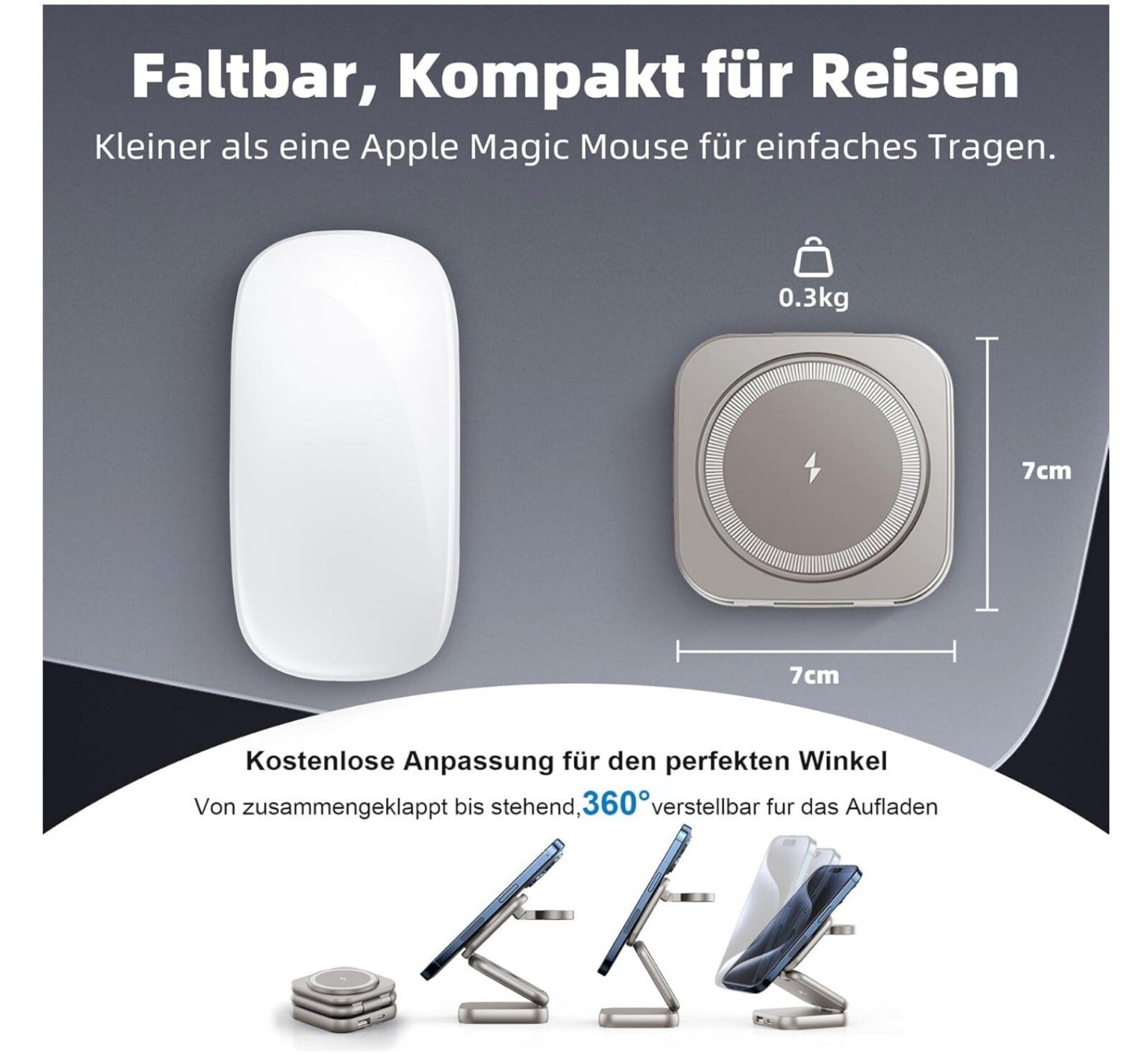 5-in-1 MagSafe Ladestation Faltbar iPhone 16-12 Watch AirPods Titan
