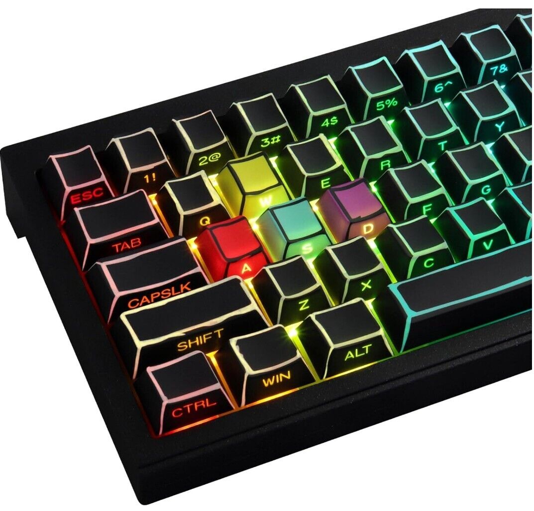PBT Keycaps, 128 Tasten, Farbstoff-Sublimation, Kirschprofil-Tastenkappen, Seitl