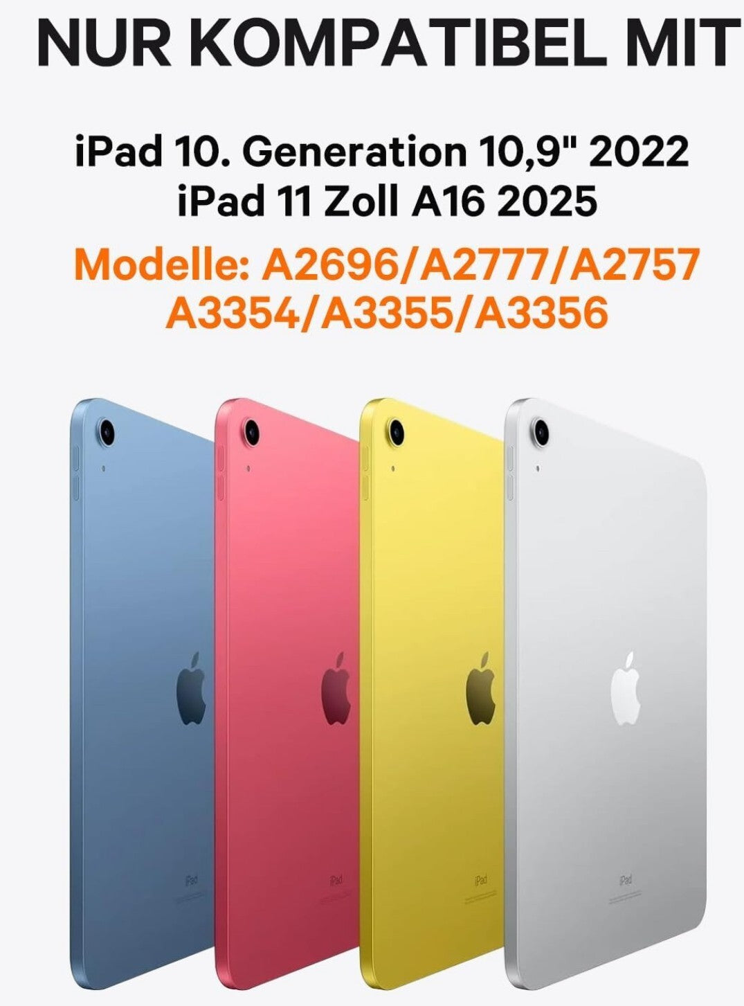 iPad 10/11 Gen 2025 Tastaturhülle QWERTZ Magnetisch Grau