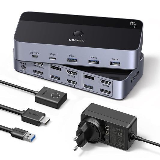 HDMI 2.0 KVM Switch 2 PC 2 Monitore 4K@60Hz 4 USB 3.0 Desktop-Controller