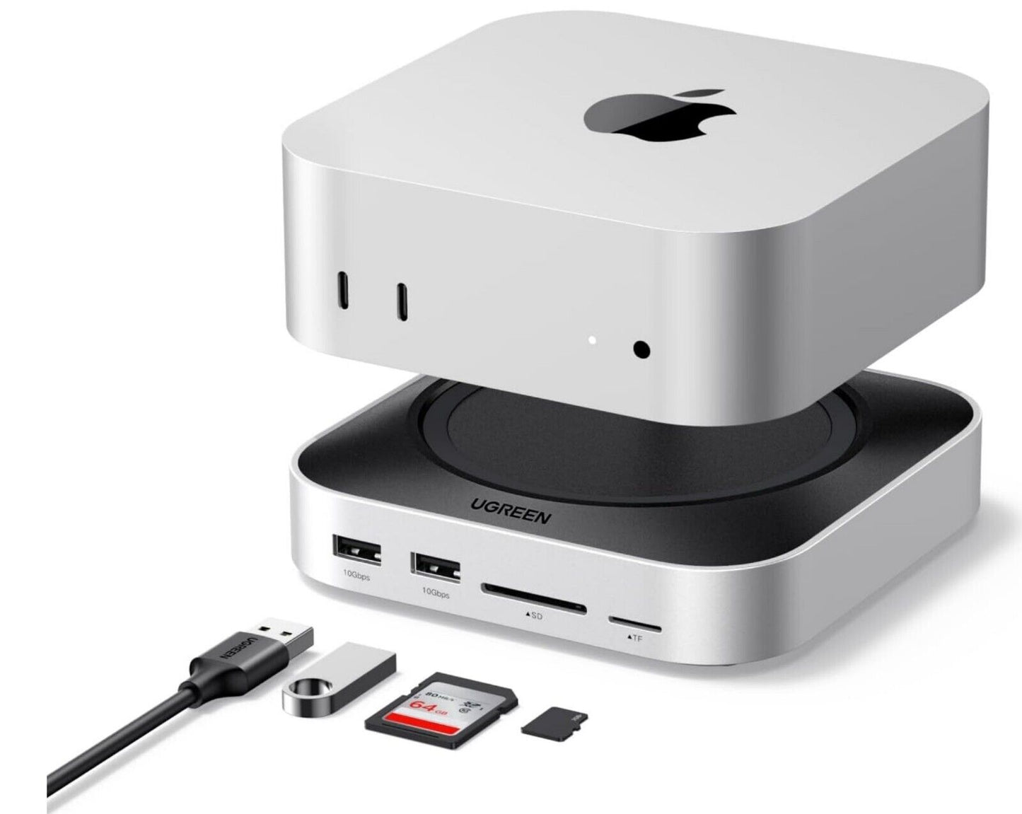 Mac Mini M4 Dock USB C Hub mit M.2 NVMe SSD 7 Ports Grau
