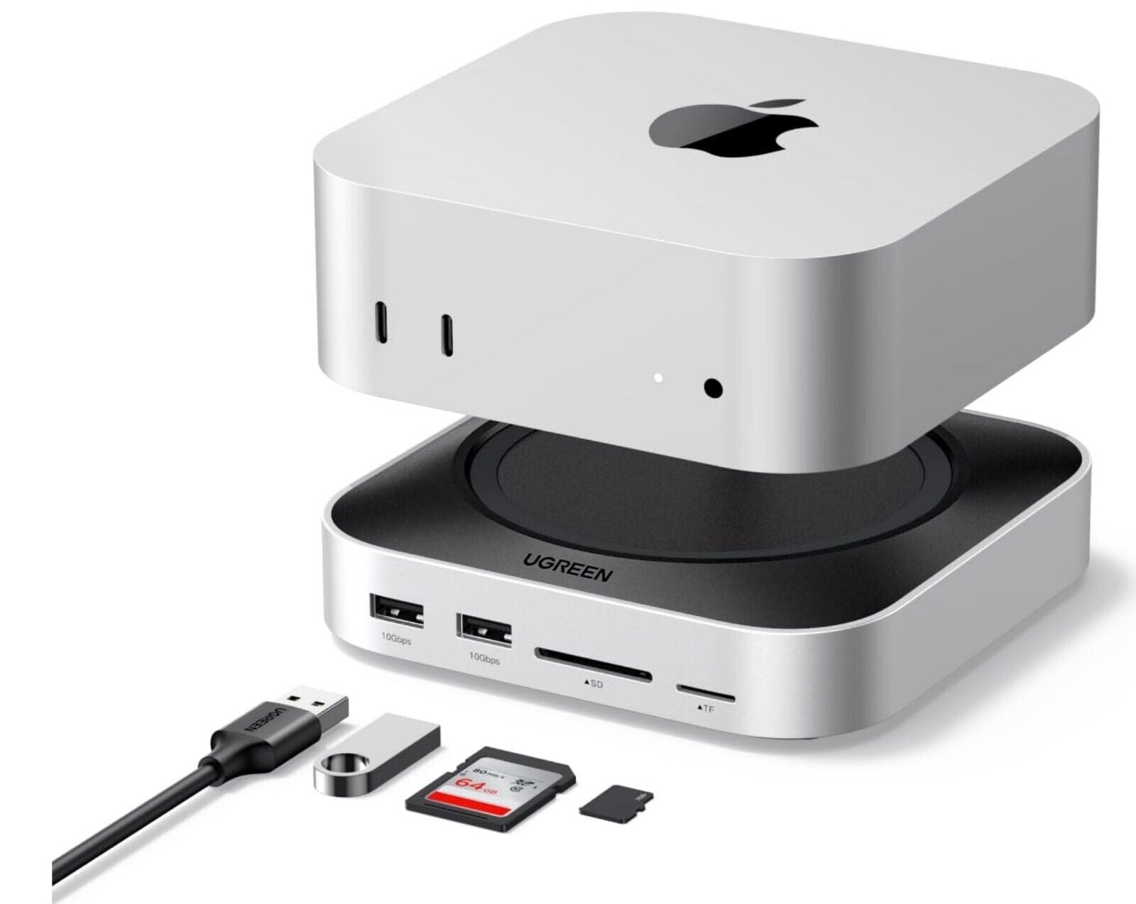 Mac Mini M4 Dock USB C Hub mit M.2 NVMe SSD 7 Ports Grau