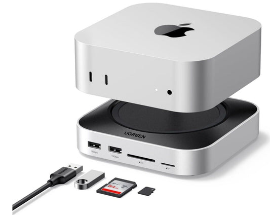Mac Mini M4 Dock USB C Hub mit M.2 NVMe SSD 7 Ports Grau
