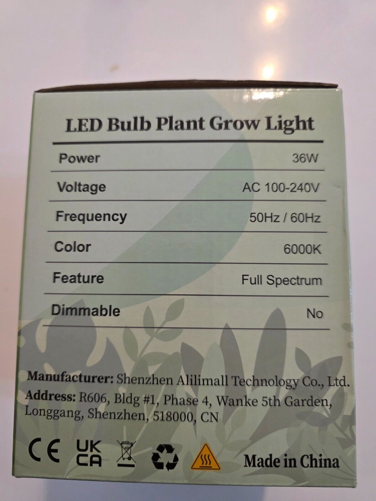 36W LED Pflanzenlampe - Vollspektrum, 6000K, Schwarz