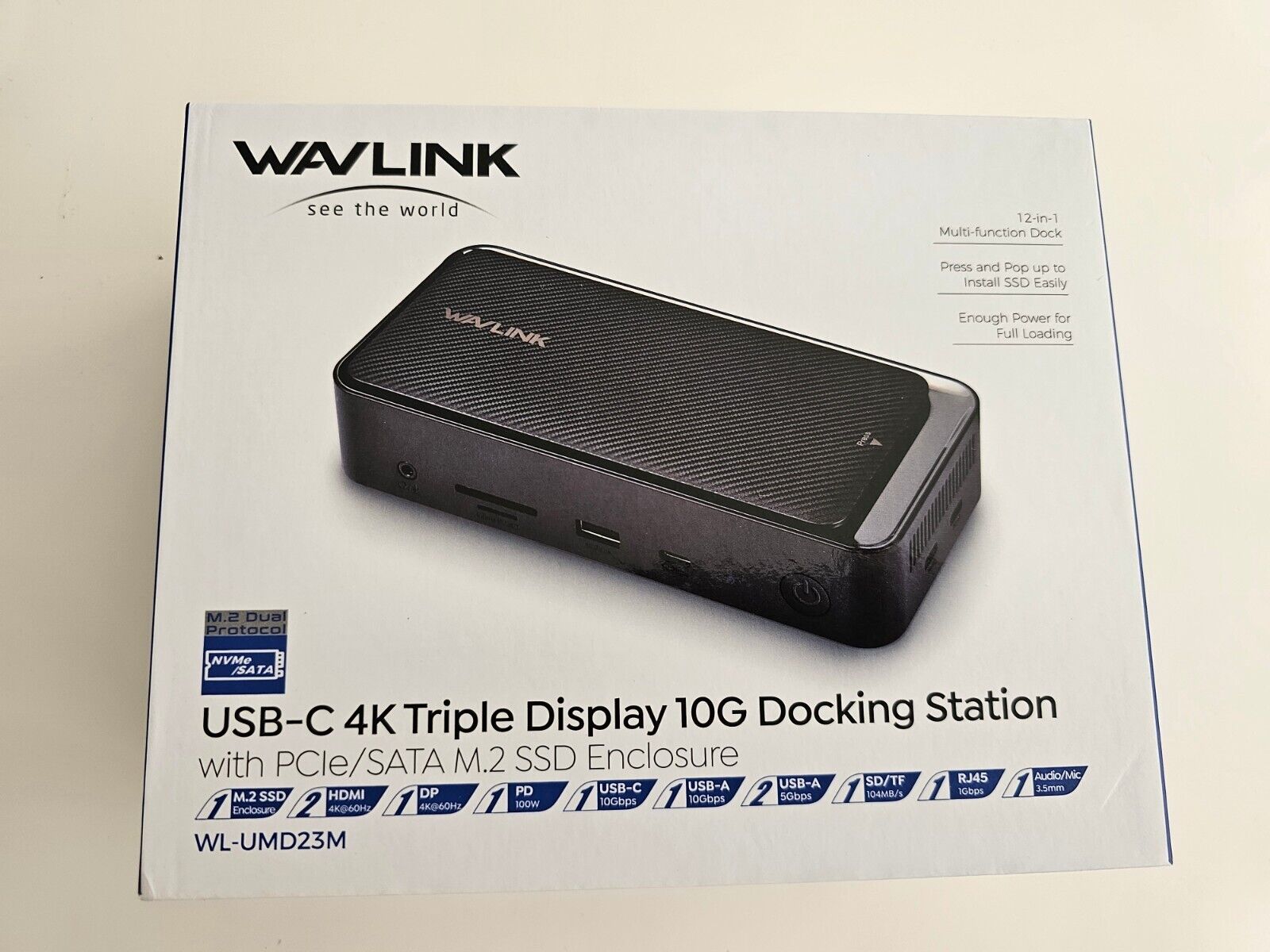 WAVLINK USB C Docking 3 Monitore, Laptop 5Gbps M.2 PC PCIe/SATA SSD-Gehäuse