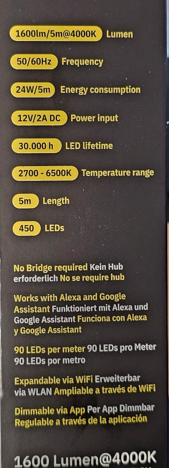 LED Streifen 5m I Smarter LED Strip RGBWW I Google & Alexa-kompatibel I WiFi-Lic