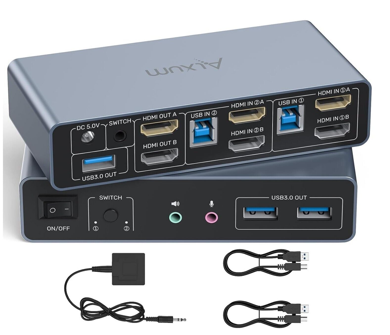 HDMI KVM-Switch 4K@60Hz 2 PCs 2 Monitore USB 3.0