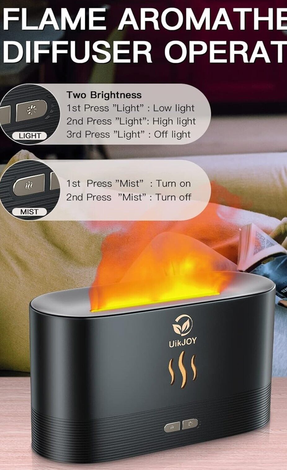 Aroma Diffuser Ätherische Öle Diffuser - UikJOY Tragbarer Aromatherapie Nebel Lu