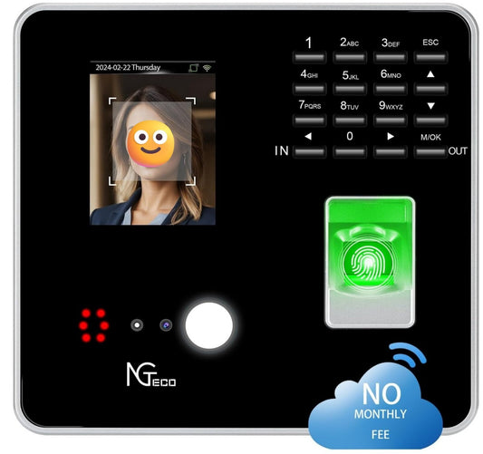 TC1 Cloud Stempeluhr WiFi Zeiterfassung + App, 5 RFID Karten
