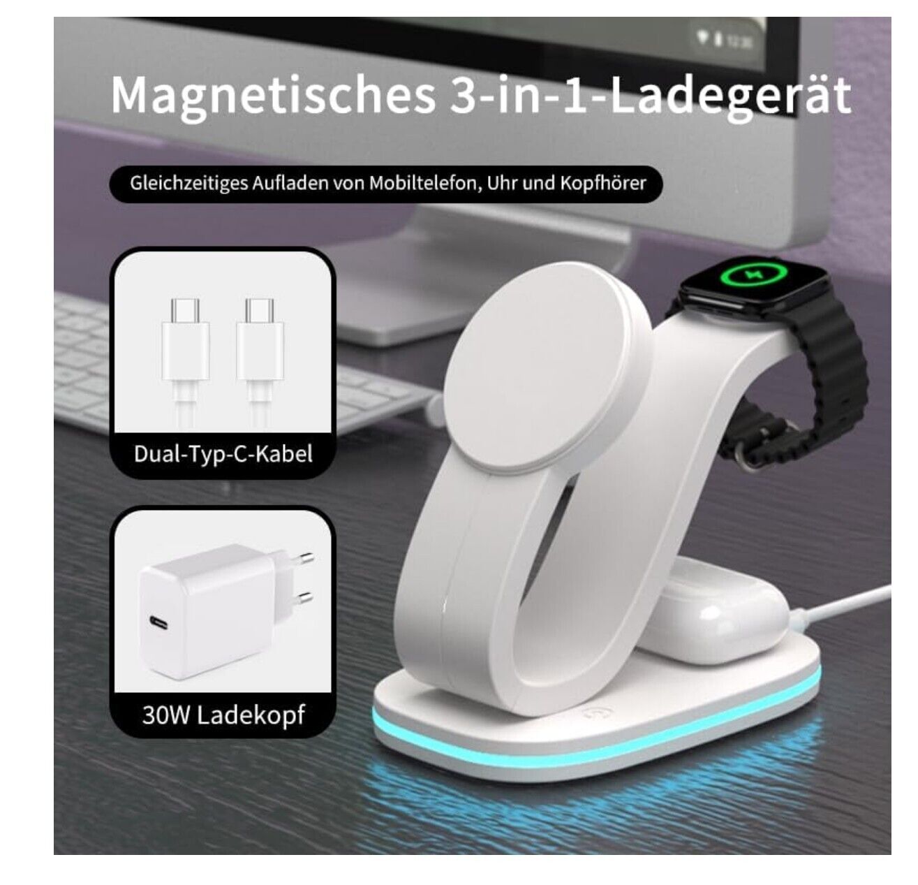 3in1 Mag-Safe Ladestation für iPhone 16 & Apple Watch