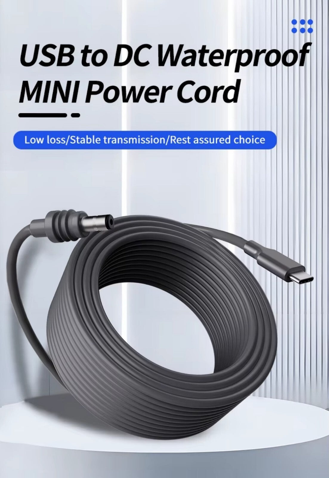 Wasserdichtes Starlink Mini USB-C zu DC Stromkabel 5m 100W PD 5A IP68