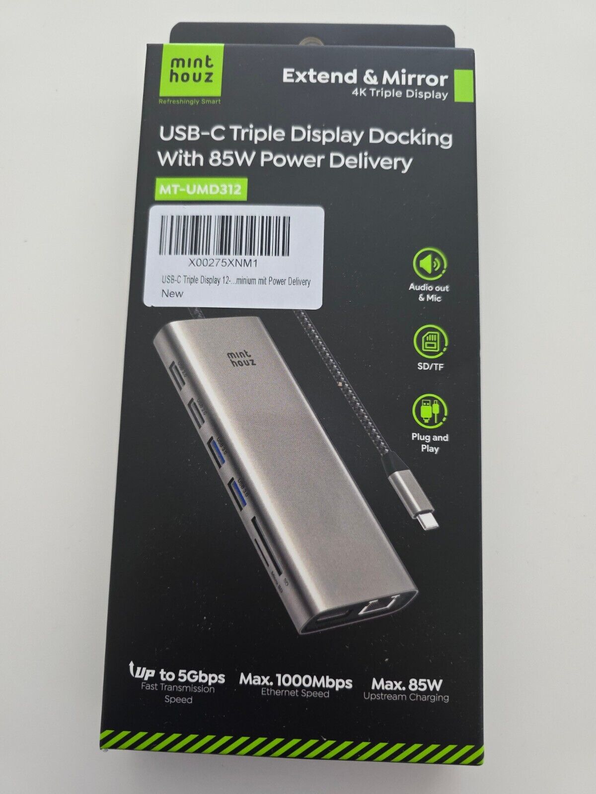 USB C Docking Station 12in1 Triple Monitor 4K@144Hz