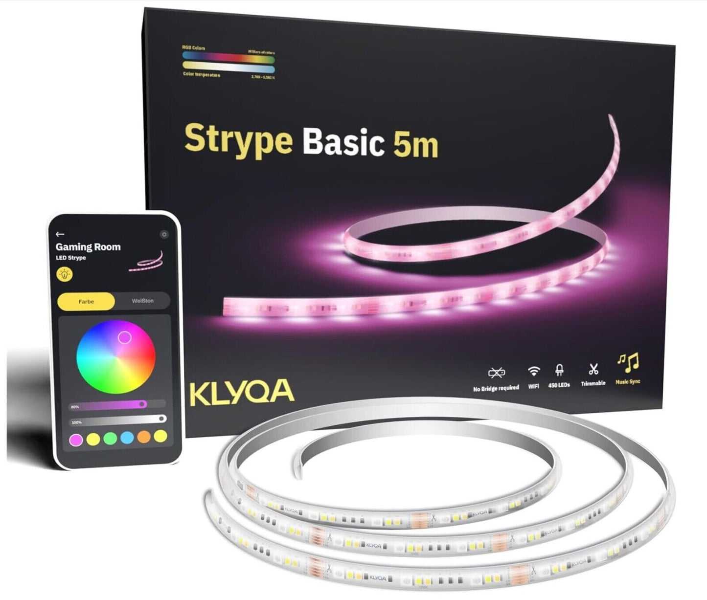 LED Streifen 5m I Smarter LED Strip RGBWW I Google & Alexa-kompatibel I WiFi-Lic