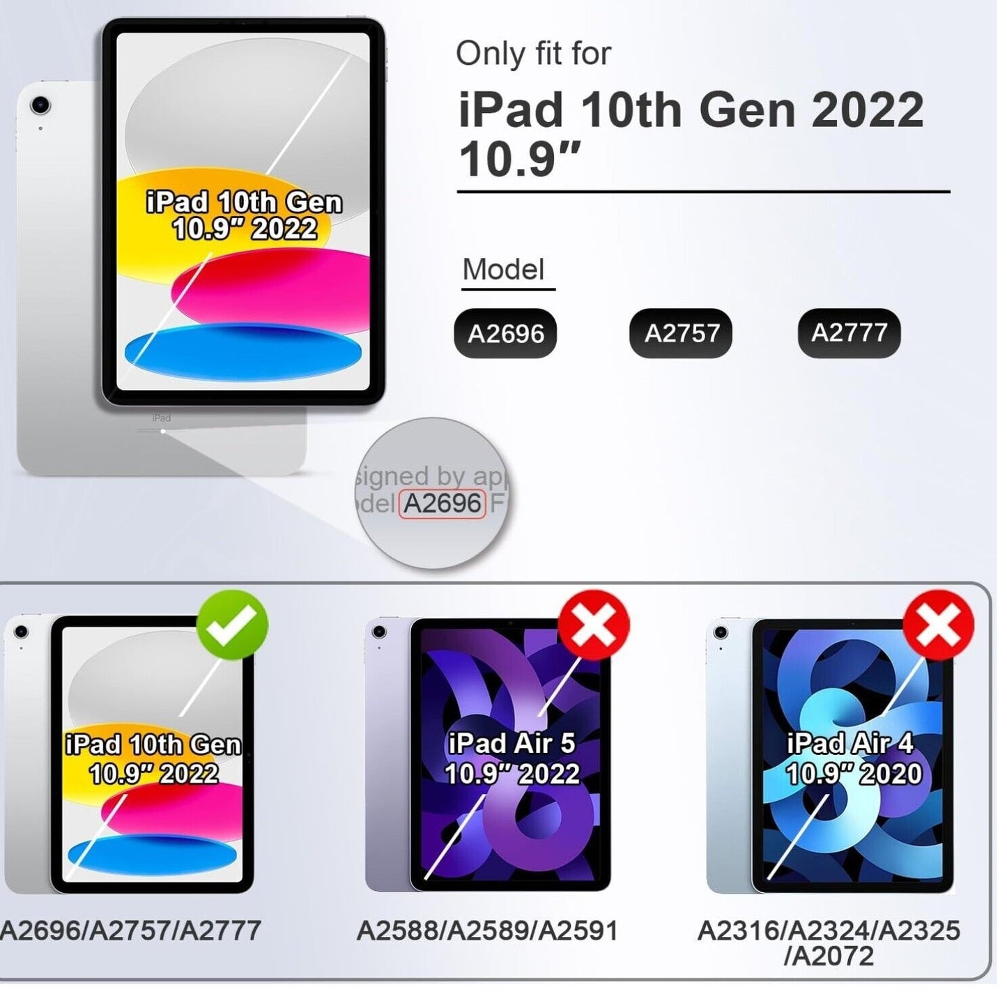 für iPad 10. Generation Hülle 10,9 Zoll 2022 A2696 A2757 A2777 mit Stifthalter P