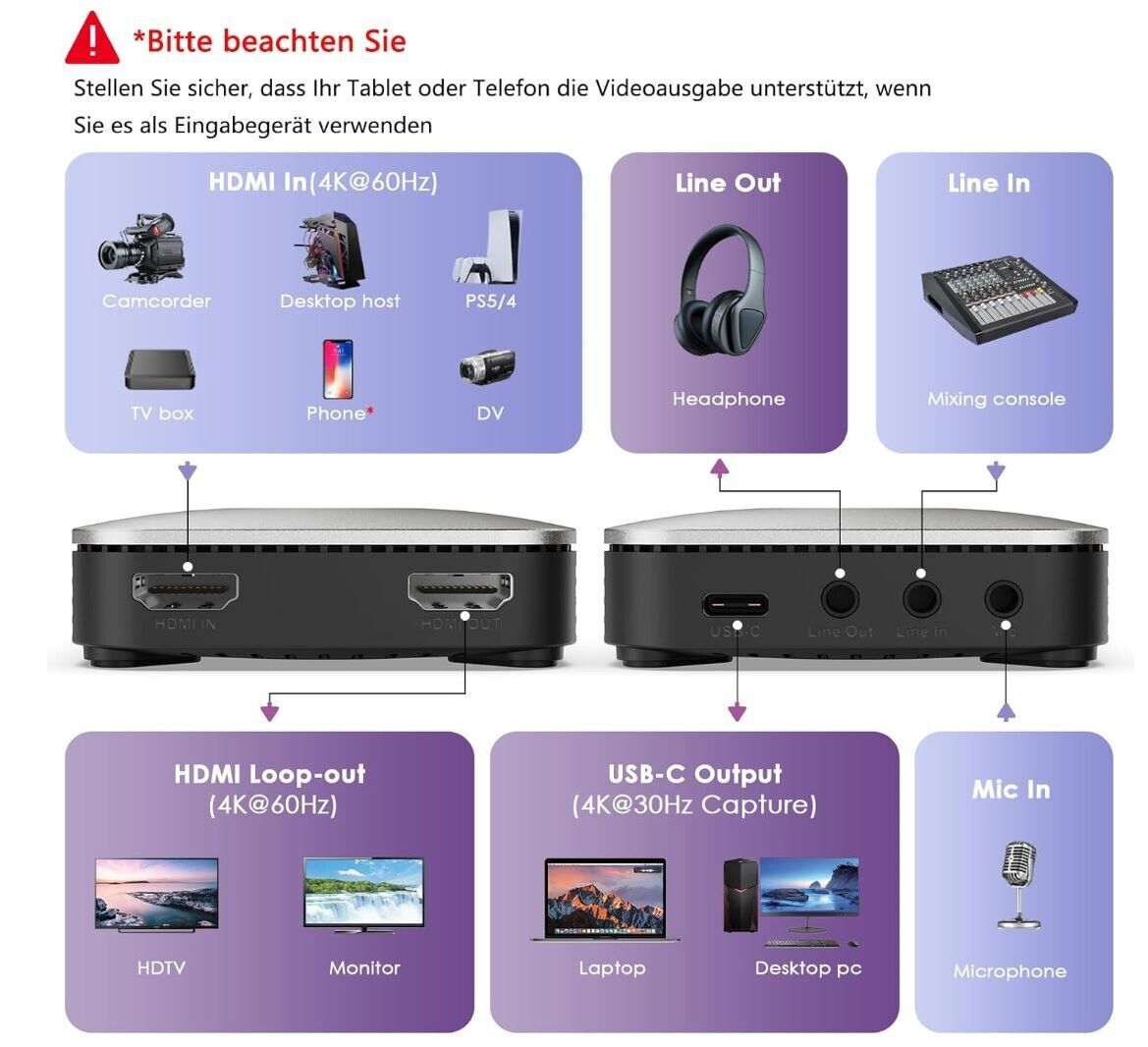 External Capture Card, WAVLINK 4K Capture Card for Gaming, Content Creation & St