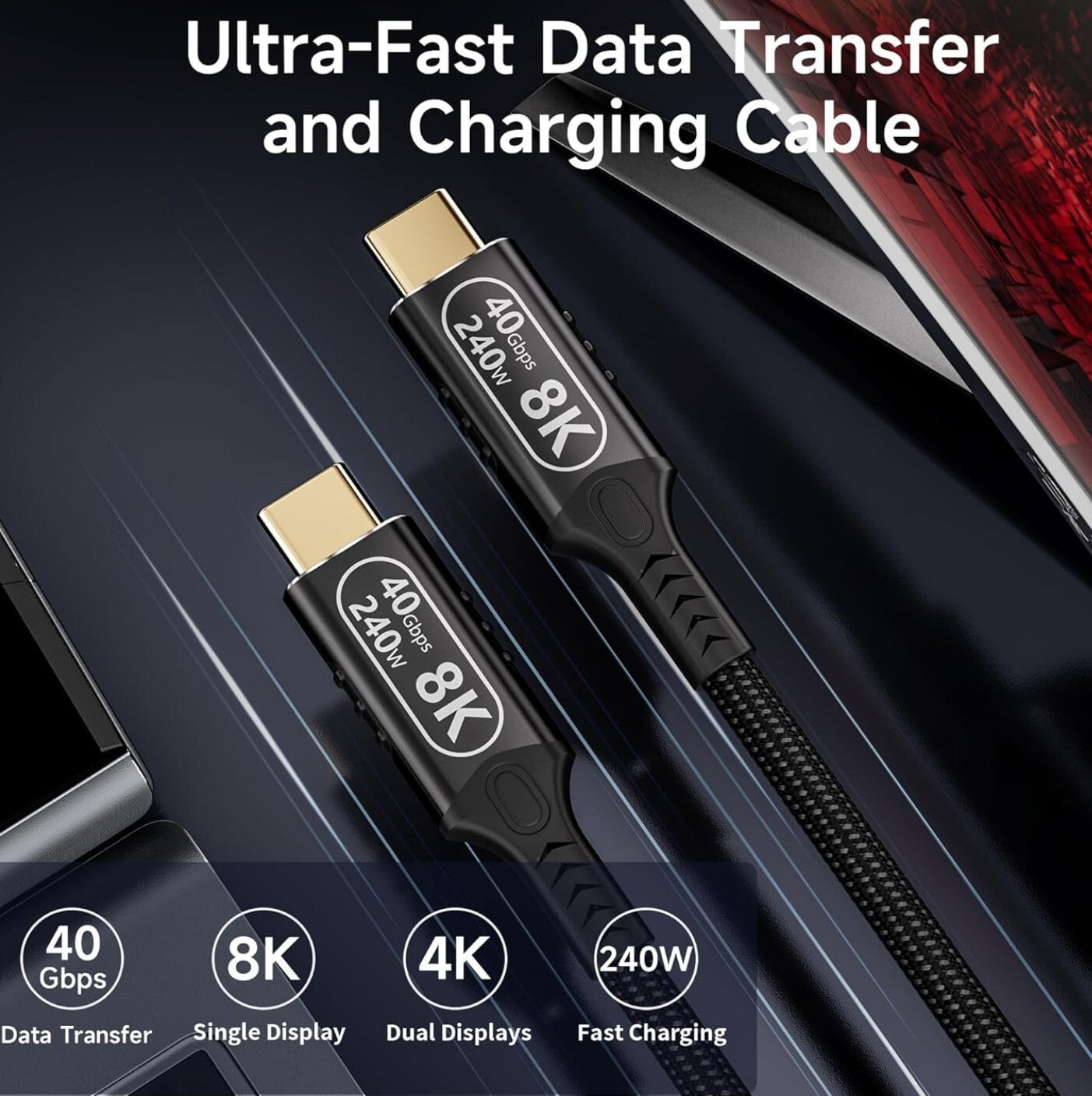 USB-C auf USB-C Kabel 3m USB4 40Gbps 240W 8K Thunderbolt 4