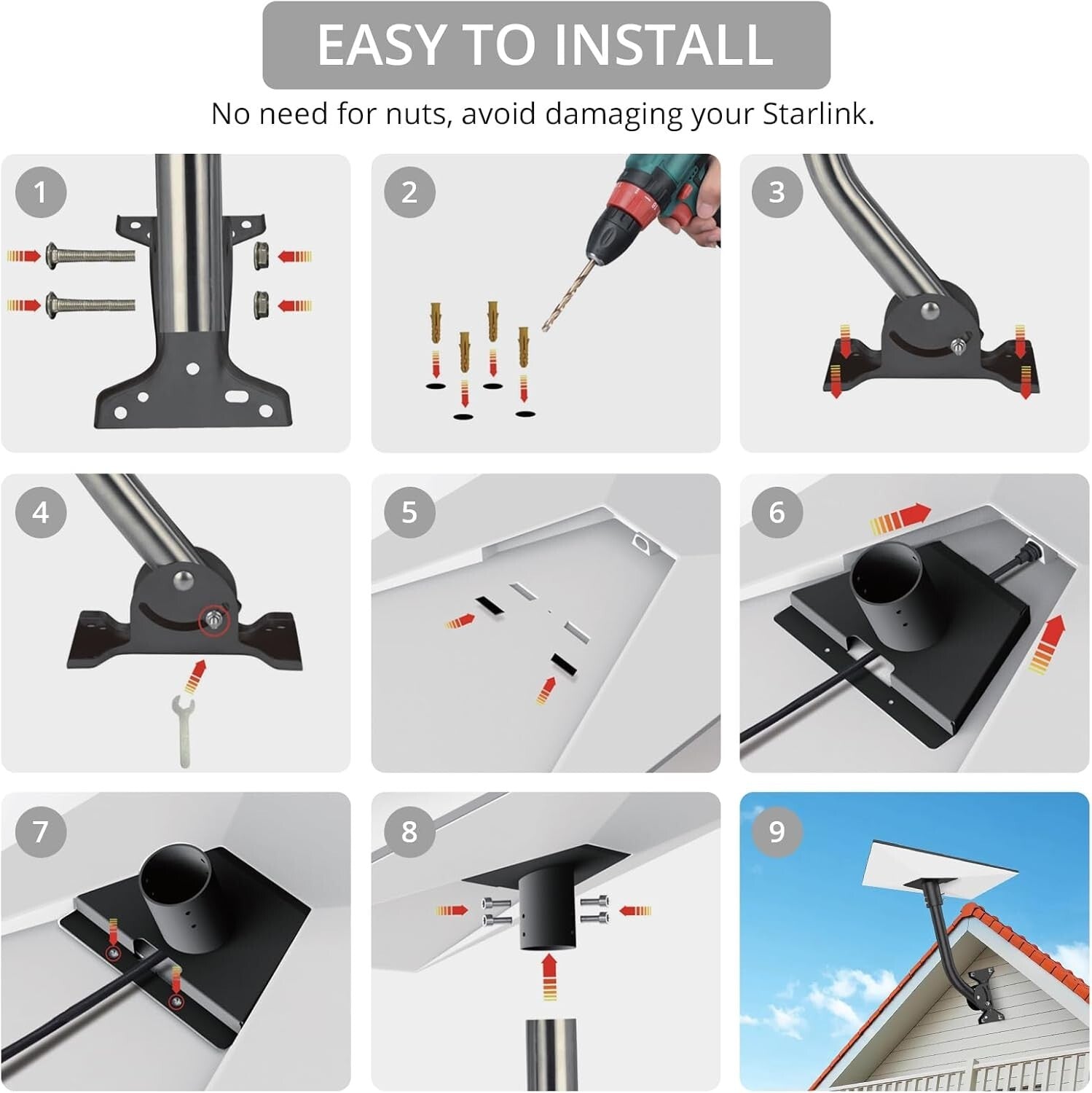 Starlink Gen 3 Rohradapter Masthalterung Aluminium Schwarz