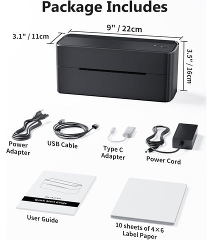 241BT Etikettendrucker DHL, Bluetooth Thermodrucker, Label Printer für Barcode V