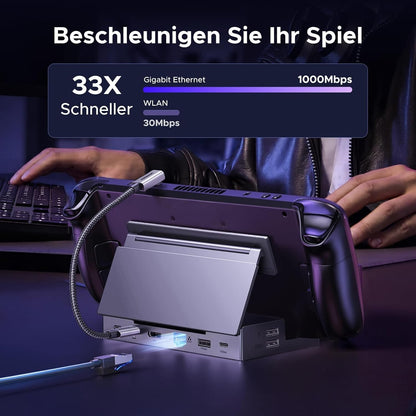 9-in-1 Steam Deck Dock 4K@120Hz DP 10Gbps USB PD 100W Ethernet SD/TF