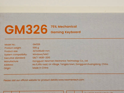 GM326 Mechanische QWERTY Tastatur,Gaming Tastatur mit Kabel,75% TKL Hot Swap