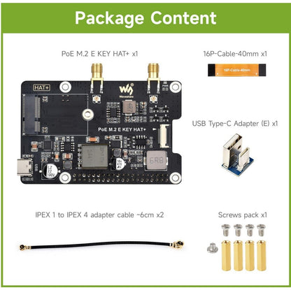 PCIe zu M.2 E Key Adapter mit PoE für Raspberry Pi 5