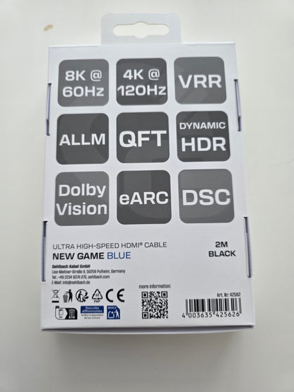 OEHLBACH New Game Blue 2m HDMI 2.1b Kabel 8K@60Hz eARC VRR ALLM PS5 Xbox