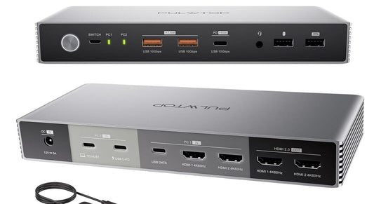 KVM Switch 4K Dual-Monitor USB-C Dock für 2 PCs
