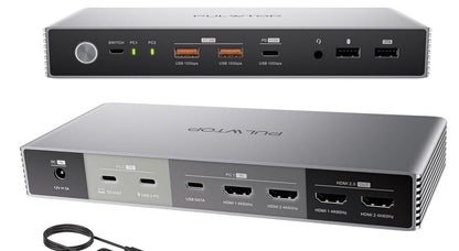 KVM Switch 4K Dual-Monitor USB-C Dock für 2 PCs