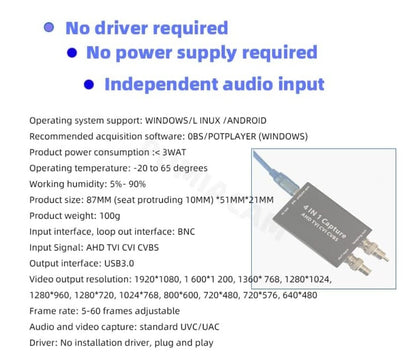BNC zu USB 3.0 Capture Card 1080P 60fps