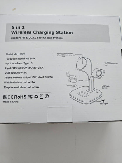 Magsafe Kabelloses Ladegerät, 5-in-1 Ladestation für Magsafe, Kompatibel mit Mag