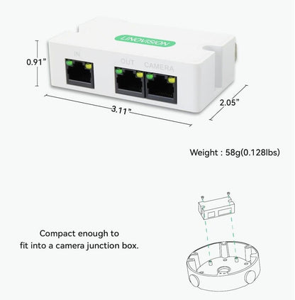 2-Port POE Extender, 300m Reichweite, Cat5/6 Splitter