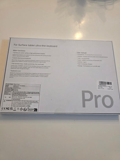 QWERTY Tastatur für Surface Pro 7+/7/6/5/4/3 Bluetooth Schwarz