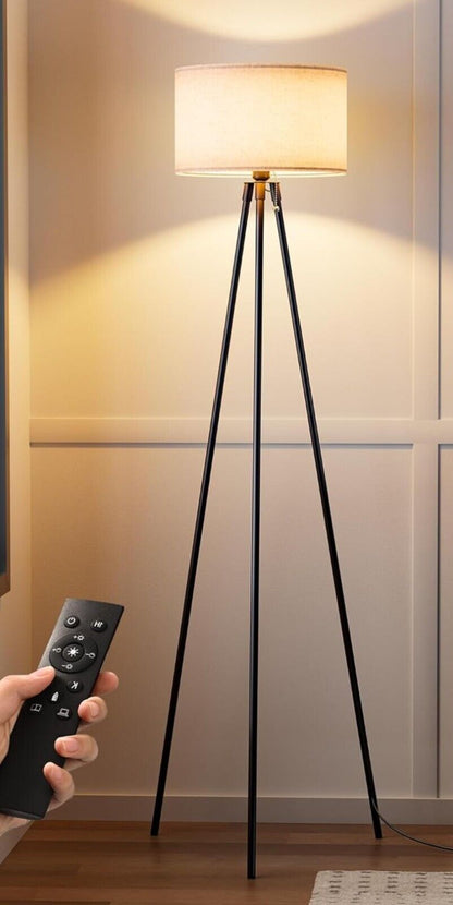Stehlampe Wohnzimmer, Dreibeinstativ aus Metall, LED Dimmbar per Fernbedienung,