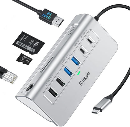 10-in-1 USB-C Hub 4K@60Hz HDMI 100W PD Ethernet SD/TF Schwarz