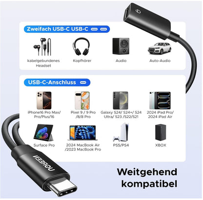UGREEN Magnetischer USB-C Kopfhörer Adapter 60W Schnellladung iPhone 16 Samsung
