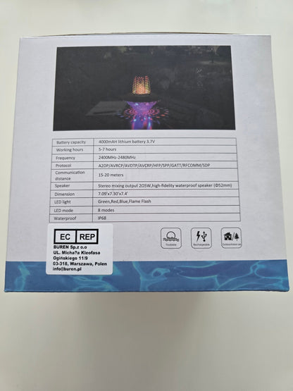 Bluetooth Lautsprecher Pool IP68 Wasserdicht Flammenlicht RGB Grau