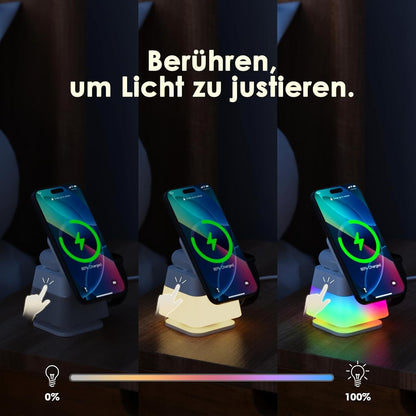 Kabelloses Ladegerät 15W RGB-Licht für iPhone/Watch/Pods